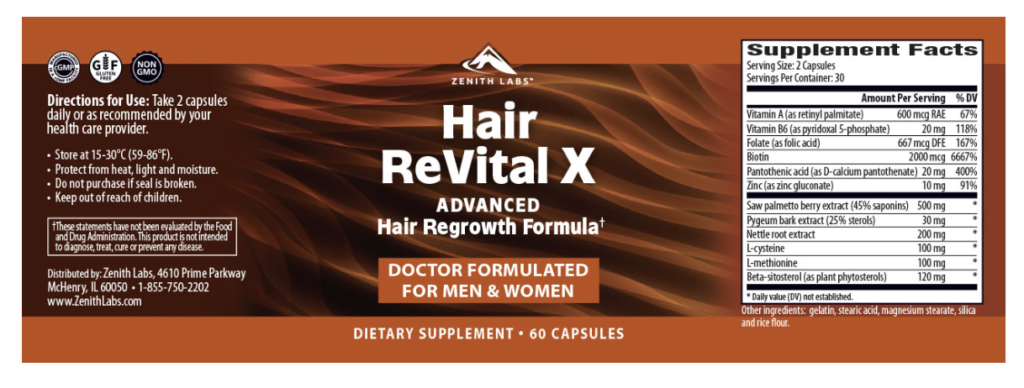 Hair Loss Supplement Facts for Hair Revital X